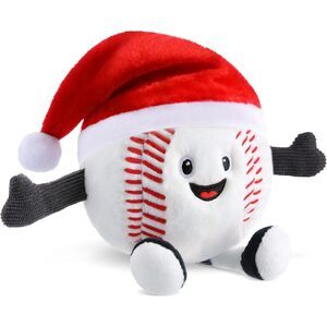 Adorable Baseball Stuffed Animal Plush Toy with Santa Hat Christmas Gift Decor
